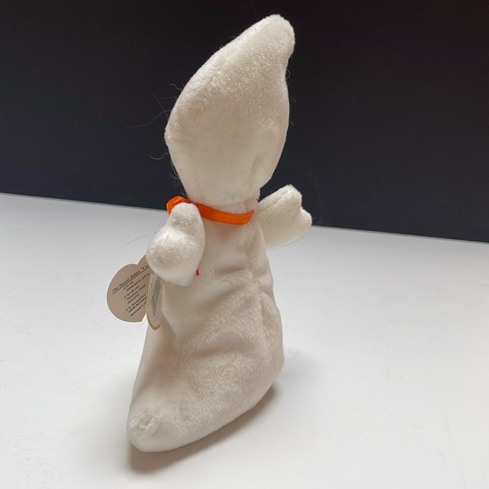 🐸 Ty Beanie Babies SPOOKY the White Ghost Plush - pellet filling - Picture 2 of 9